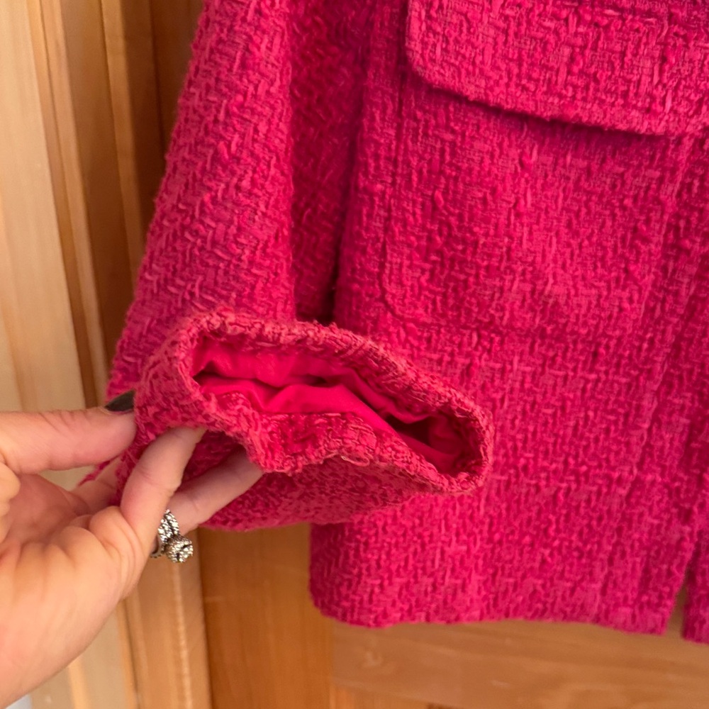Rachel Zoe Women's Vibrant Red Pink Tweed Blazer - Picture 4 of 6